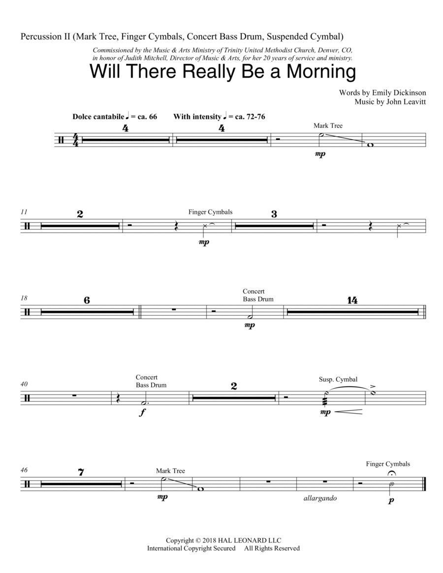 Will There Really Be A Morning - Percussion 2