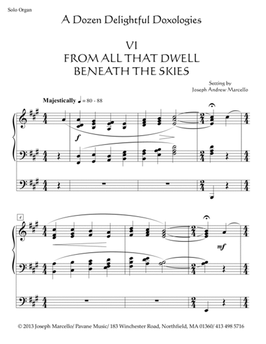 Delightful Doxology VI - 'From All That Dwell Beneath the Skies' - Organ - Key of A image number null