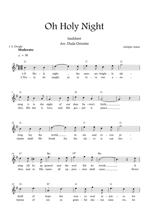 Oh Holy Night (G major - leadhsheet - with lyrics)