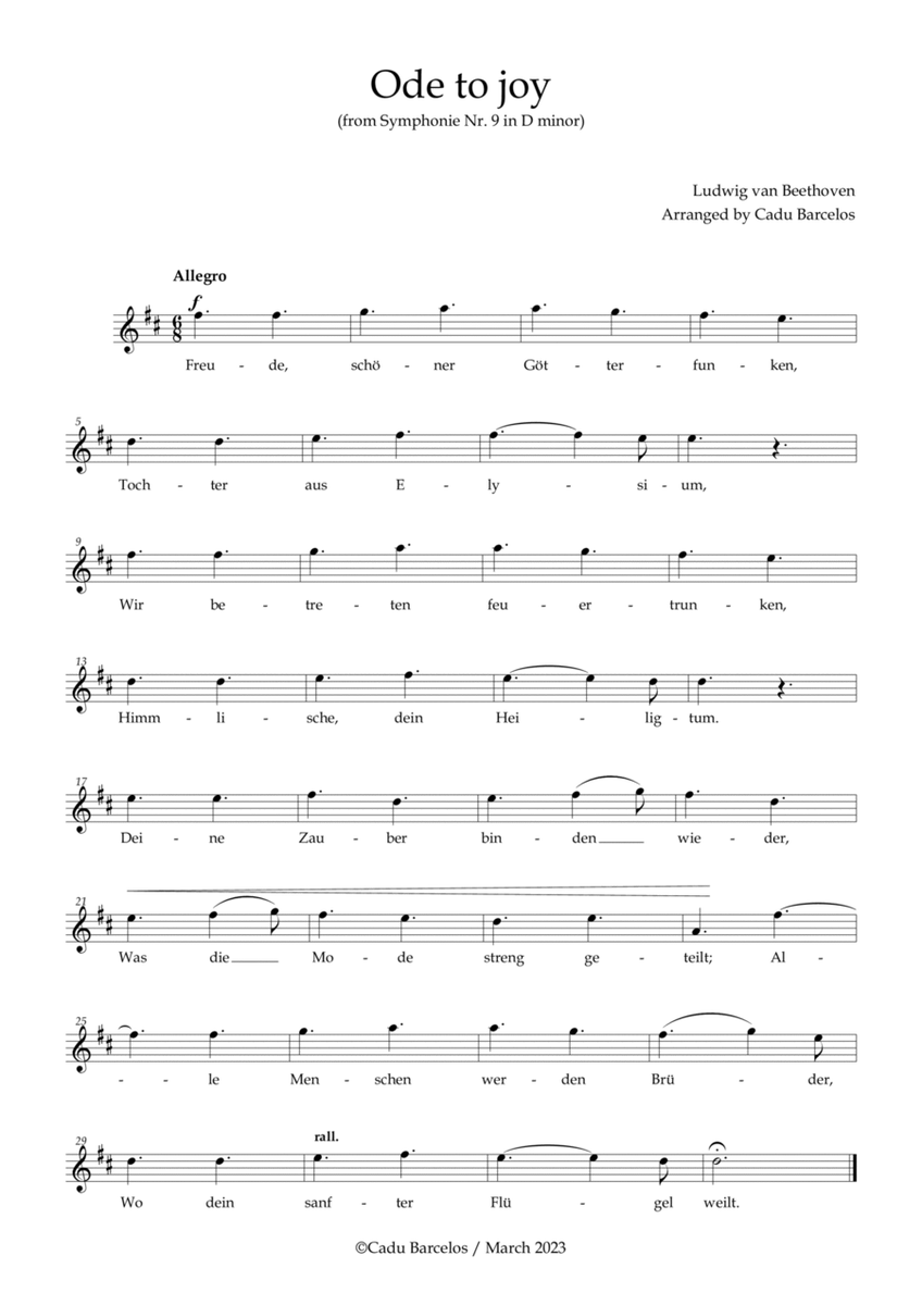Ode to joy - Beethoven Lead sheet image number null
