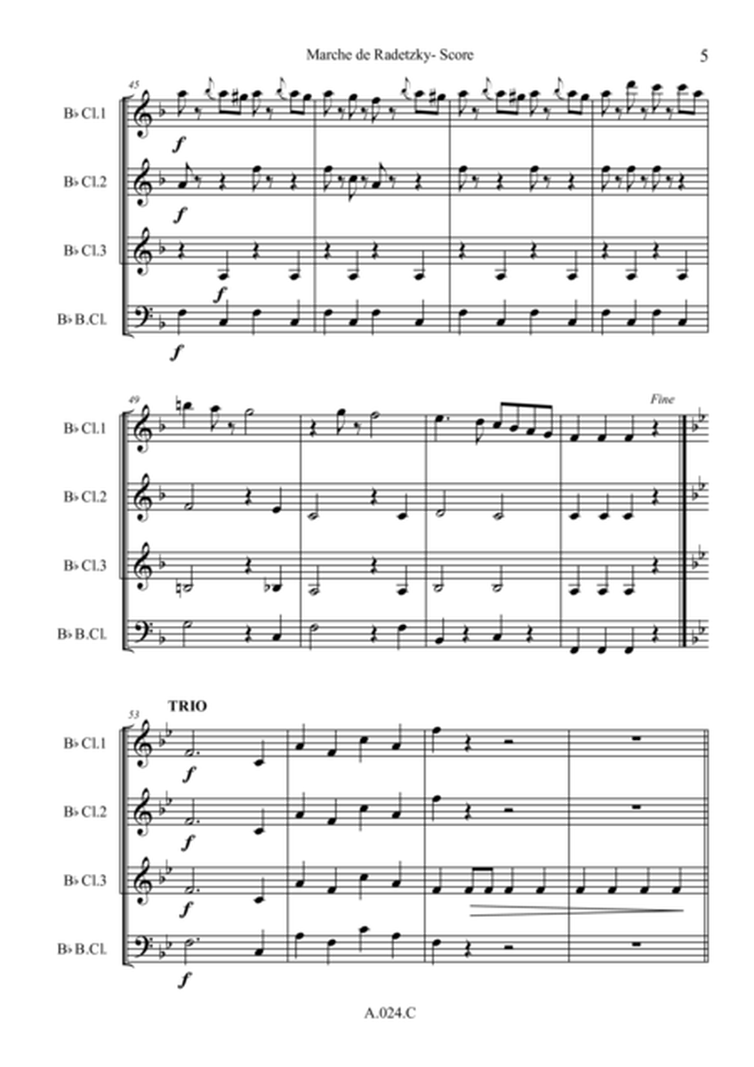 Marche de Radetzky, for Clarinet quartet - Score & Parts