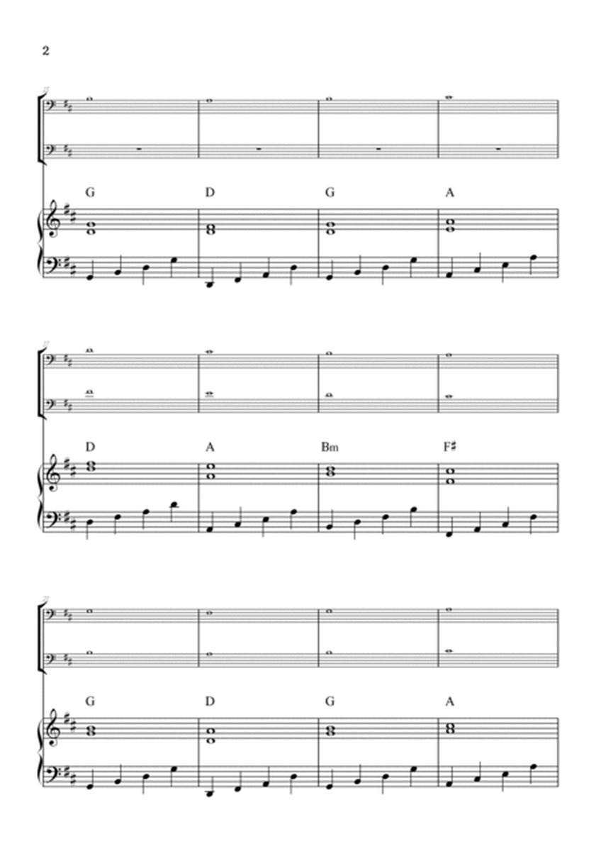 Pachelbel Canon in D • cello duet sheet music w/ piano accompaniment [chords] image number null