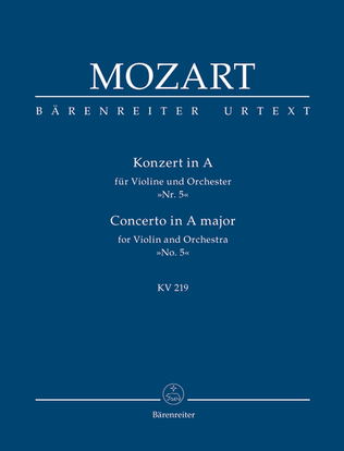 Book cover for Concerto for Violin and Orchestra, No. 5 A major, KV 219