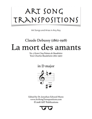Book cover for DEBUSSY: La mort des amants (transposed to D major)