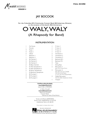 Book cover for O Waly Waly (A Rhapsody For Band) - Conductor Score (Full Score)