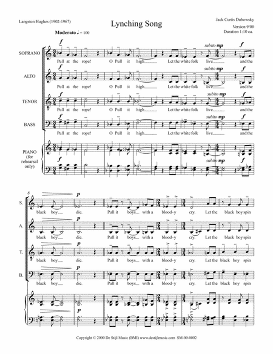 Lynching Song (SATB)