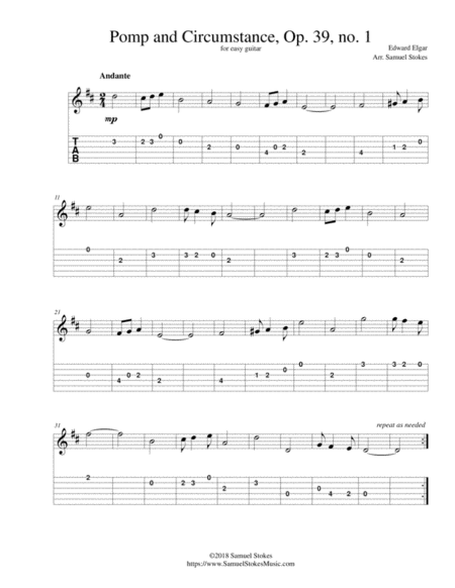 Pomp and Circumstance - for easy guitar with TAB image number null