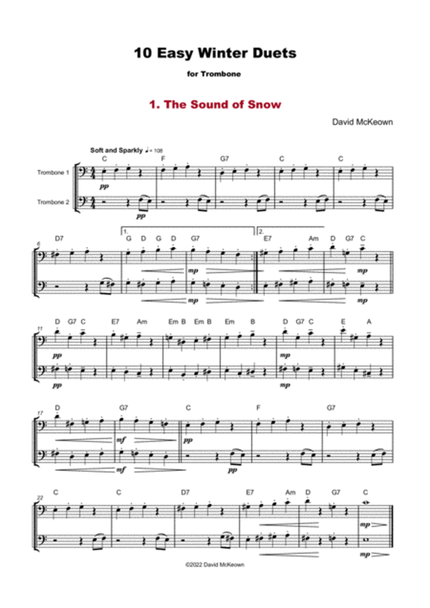 10 Easy Winter Duets for Trombone