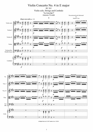 Book cover for Vivaldi - Violin Concerto No.4 in E major RV 263 Op.9 for Violin, Strings and Cembalo