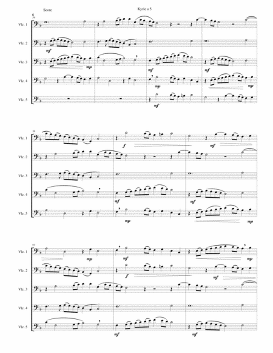 Mozart Kyrie canon a 5 arranged for 5 cellos image number null