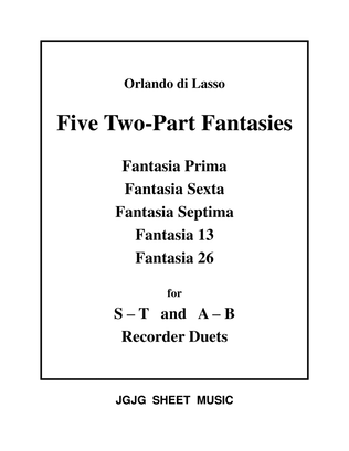 Book cover for Five di Lasso Fantasies for Recorder Duets