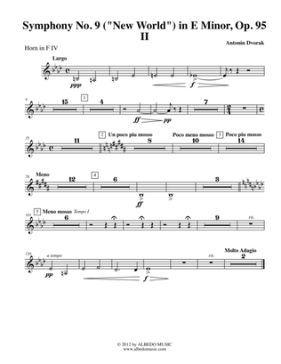 Book cover for Dvorak Symphony No. 9, New World, Movement II - Horn in F 4 (Transposed Part), Op.95