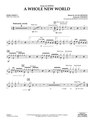 Book cover for A Whole New World (from Aladdin) (arr. Robert Longfield) - Percussion 1