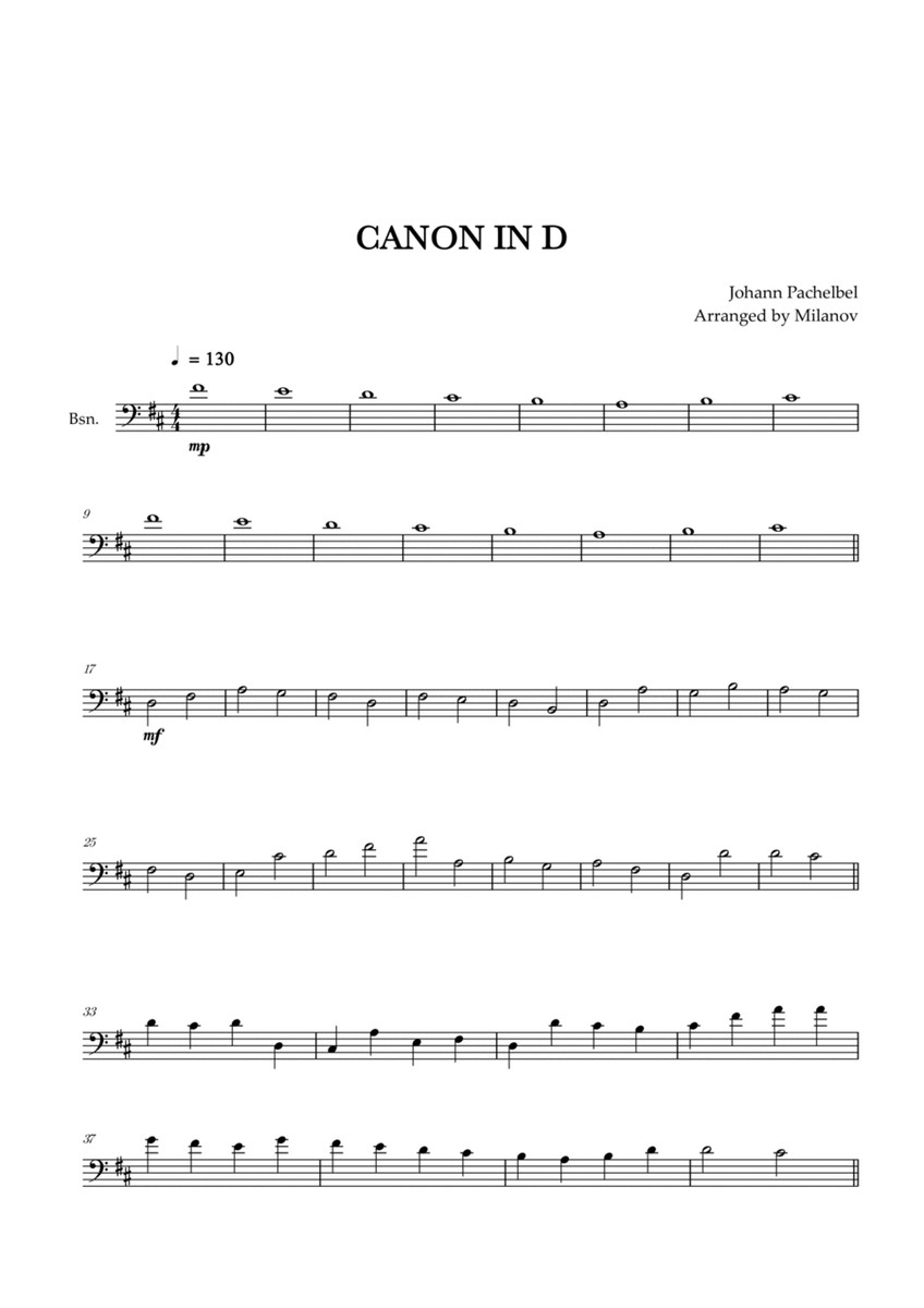 Canon in D | Pachelbel | Bassoon image number null
