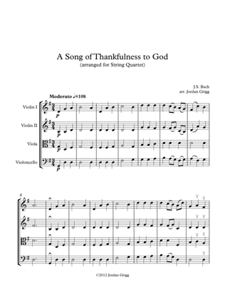 Book cover for A Song of Thankfulness to God (arranged for String Quartet)