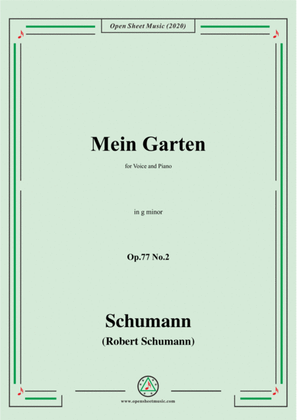 Book cover for Schumann-Mein Garten,Op.77 No.2,in g minor,for Voice&Piano