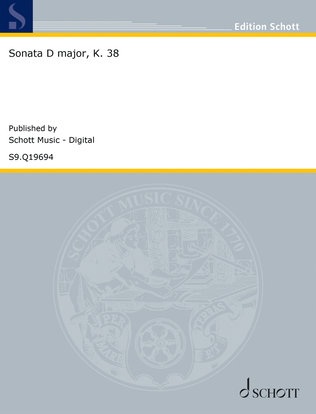 Book cover for Sonata D major, K. 38