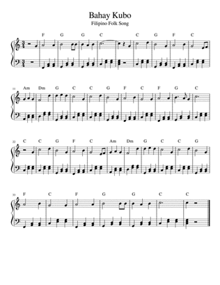 Book cover for Bahay Kubo (Filipino Folk Song) Easy Piano With Chords