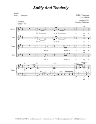 Book cover for Softly And Tenderly (Vocal Quartet - (SATB)