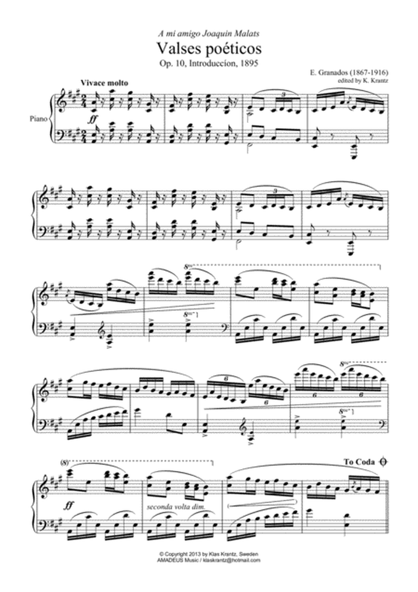 Valses poéticos Op. 10, Introduccíon, for piano solo image number null