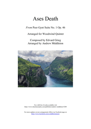 Book cover for "Ases Death" from Peer Gynt Suite arranged for Woodwind Quintet