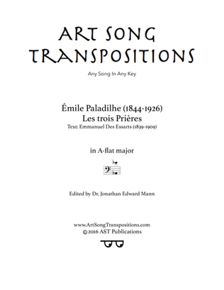 Book cover for PALADILHE: Les trois Prières (transposed to A-flat major, bass clef)