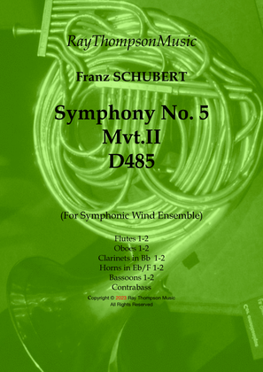 Book cover for Schubert: Symphony No.5 in Bb major D.485 Mvt.II Andante - wind dectet