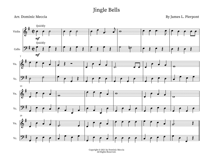 Jingle Bells- Violin and Cello Duet image number null