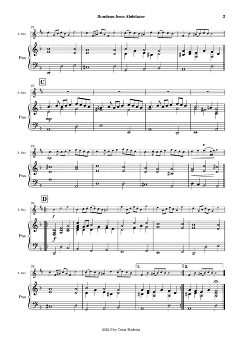 Rondeau from Abdelazer - Alto Sax and Piano (Full Score and Parts) image number null