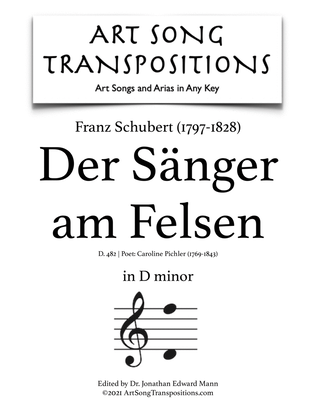 Book cover for SCHUBERT: Der Sänger am Felsen, D. 482 (transposed to D minor)