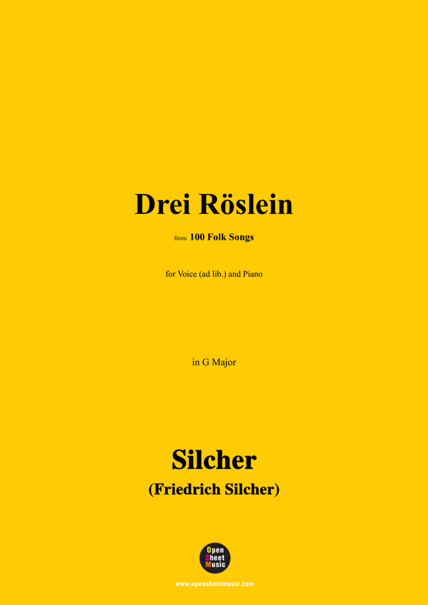 Silcher-Drei Röslein,for Voice(ad lib.) and Piano image number null