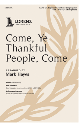 Book cover for Come, Ye Thankful People, Come