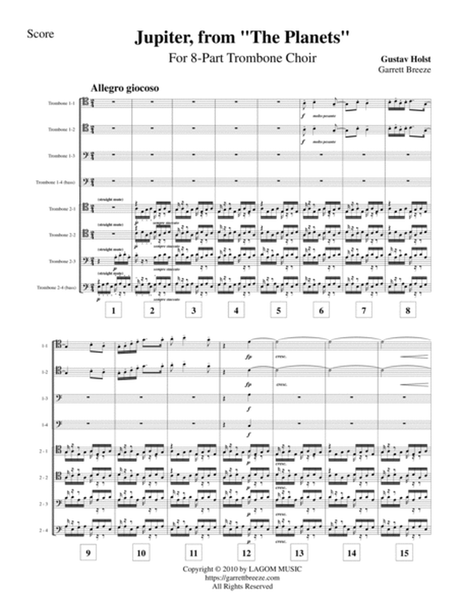 Jupiter, the Bringer of Jollity (Trombone Choir) by Gustav Holst Euphonium - Digital Sheet Music