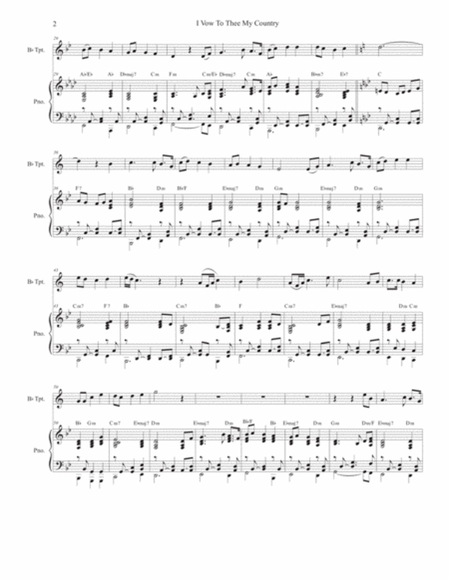 I Vow To Thee My Country (Bb-Trumpet solo and Piano) image number null