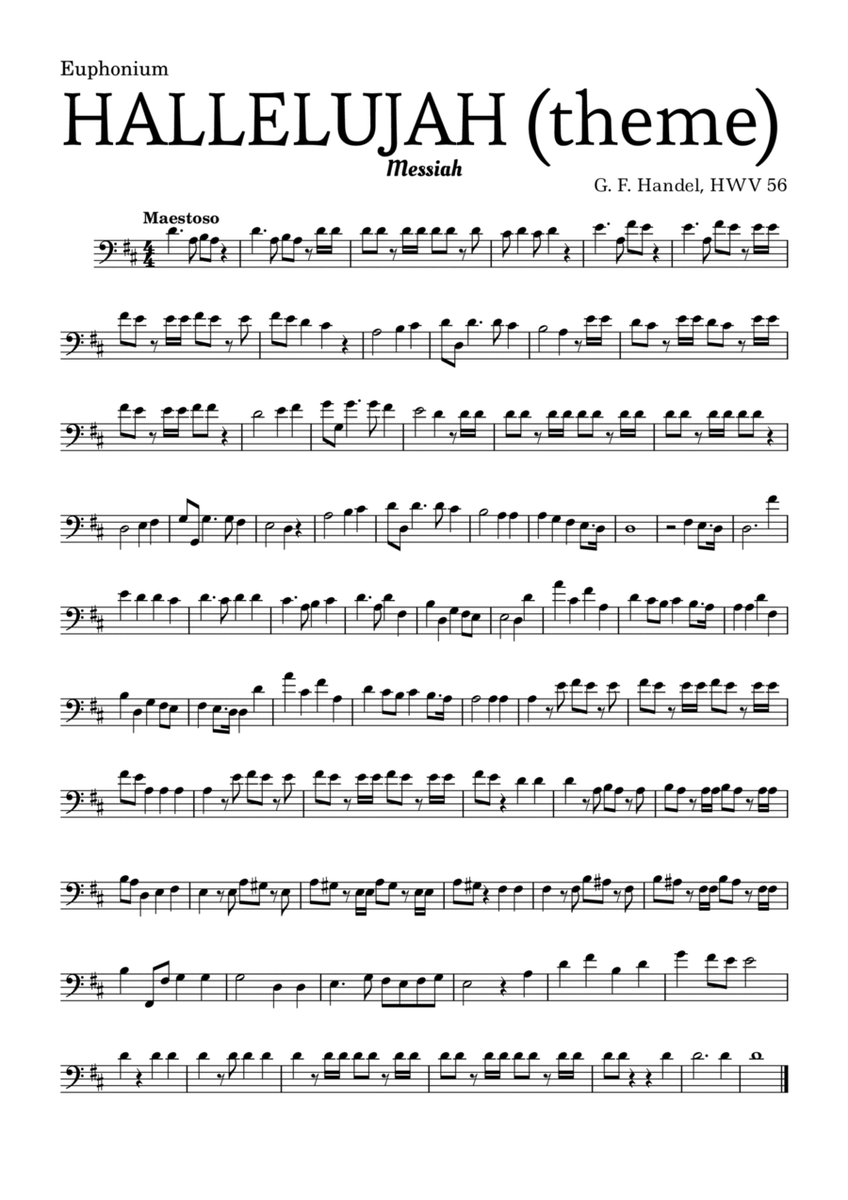 Aleluia (HALLELUJAH), of the Messiah - for Euphonium and accompaniment image number null