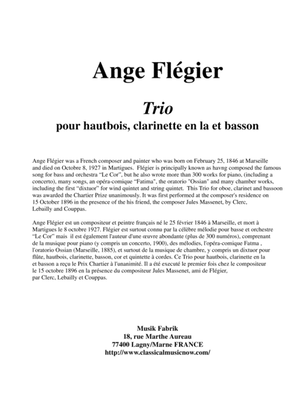 Book cover for Ange Flégier: Trio for oboe, clarinet (A or Bb) and bassoon