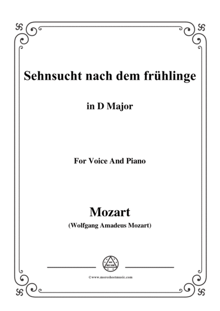 Mozart-Sehnsucht nach dem frühlinge,in D Major,for Voice and Piano image number null