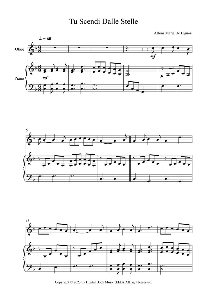 Tu Scendi Dalle Stelle - Alfons Maria De Liguori (Oboe + Piano) image number null