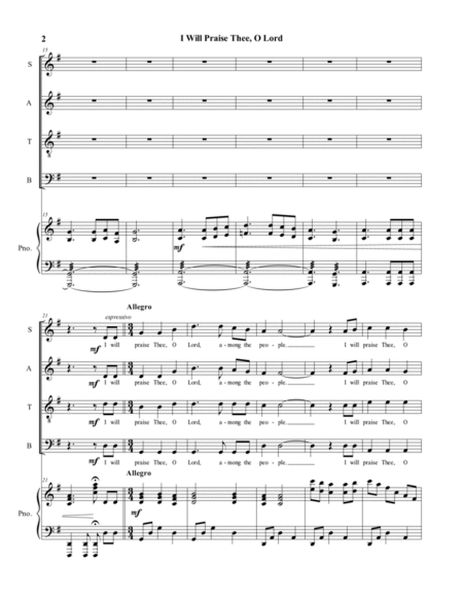 I Will Praise Thee, O Lord (SATB Choir) image number null