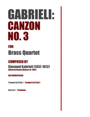 Book cover for "Canzon No. 3" for Brass Quartet - Giovanni Gabrieli