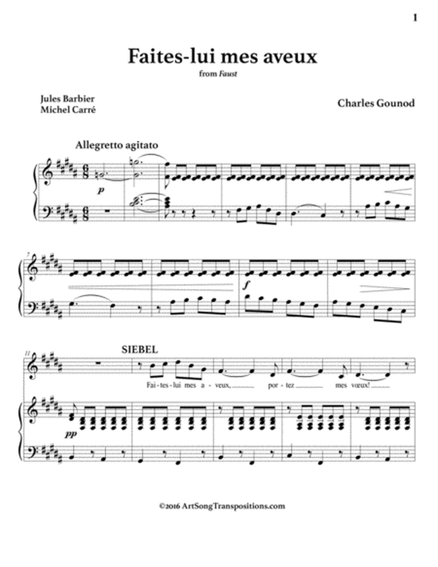 GOUNOD: Faites-lui mes aveux (transposed to B major)