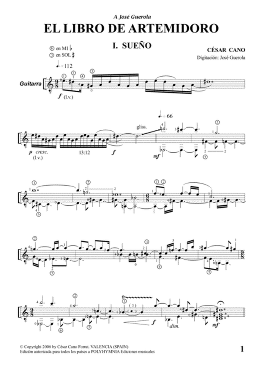 EL LIBRO DE ARTEMIDORO, Op.63, for guitar image number null