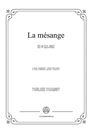 Book cover for Viardot-La mésange in G Major,for Voice and Piano