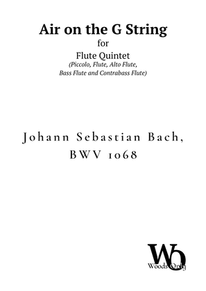 Book cover for Air on the G String by Bach for Flute Choir Quintet