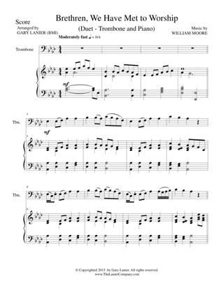 Book cover for BRETHREN, WE HAVE MET TO WORSHIP (Duet – Trombone and Piano/Score and Parts)