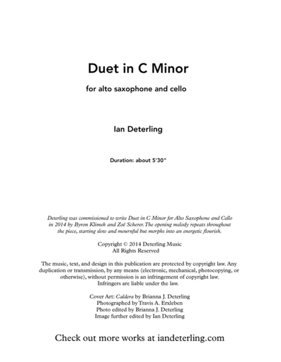 Duet in C Minor for Alto Saxophone and Cello image number null