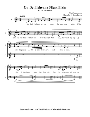 On Bethlehem's Silent Plain : SATB Acapella