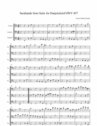 Book cover for Handel Sarabande from Suite for Harpsichord HWV 437