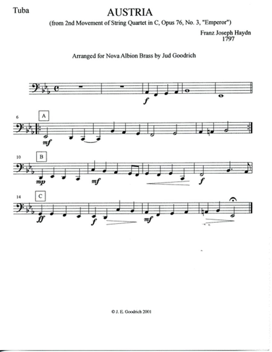 "Austria" for brass quintet