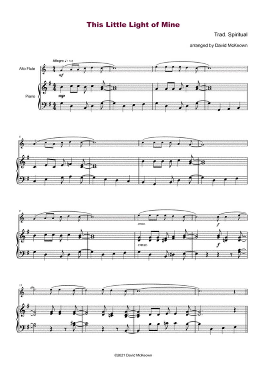 This Little Light of Mine, Gospel Song for Alto Flute and Piano
